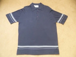 BNWOT John Smedley FLANNELS Gents Knitted Polo T Shirt Size Med Blue RRP £165 - Picture 1 of 4