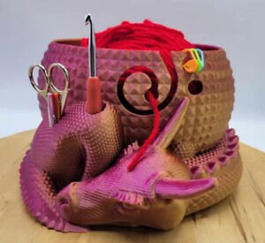Fantasy Dragon and Egg Yarn Bowl Knitting Storage Organizer Holder for Crochet