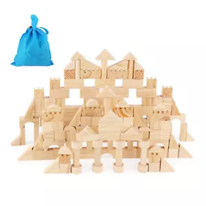 Wooden Blocks Building Block 162pcs Toy Wood Set Kids Motor Skill Round 3yr+ - Picture 1 of 6