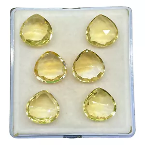 VVS 6 pezzi citrino naturale 15 mm pera taglio a scacchi pietre preziose sfuse non trattate lotto - Foto 1 di 20