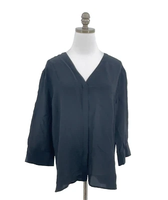 AllSaints Black Silk Blend Warilyn Tunic Top Sz 8 - Image 1 of 4