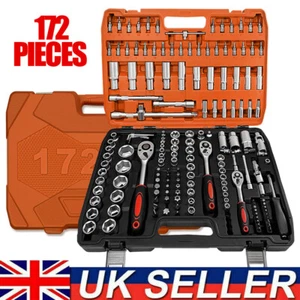 172 Pieces 1/2" & 1/4" Socket Wrench Spanner Set with Bits Mechanic Tool Kit - Picture 1 of 8