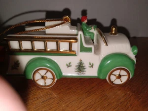 SPODE HECHO A MANO EN TAILANDIA PORCELANA CAMIÓN DE BOMBEROS ADORNO DE NAVIDAD - Imagen 1 de 7