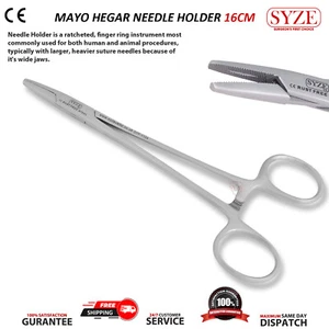 SYZE MAYO Heger Nadelhalter 16 cm silberfarben chirurgische Instrumente CE UK - Bild 1 von 2