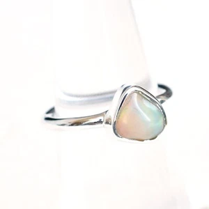 Natural Raw Opal Ring, 925 Sterling Silver Ethiopian opal Ring Stack Ring-OPL010 - Picture 1 of 4