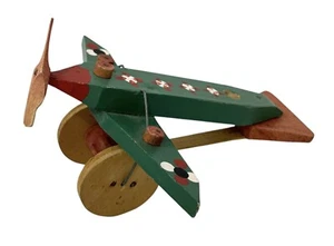 Vintage Holzspielzeug Flugzeug handbemalt Made in Poland - Bild 1 von 7