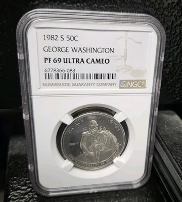 1982-S Proof Silver George Washington Commemorative Half Dollar NGC PF 69 UCAM - Image 1 of 2