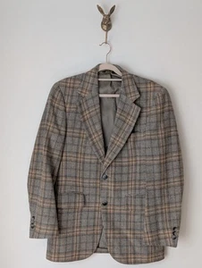 Vintage Barrister Clothes Silverwoods 100% Pure Wool Blazer 36 R Tweed Check - Picture 1 of 15
