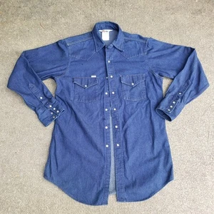 Vtg Carhartt Shirt Men 16x35 Denim Pearl Snap Union Western Workwear SU008 USA - Picture 1 of 6