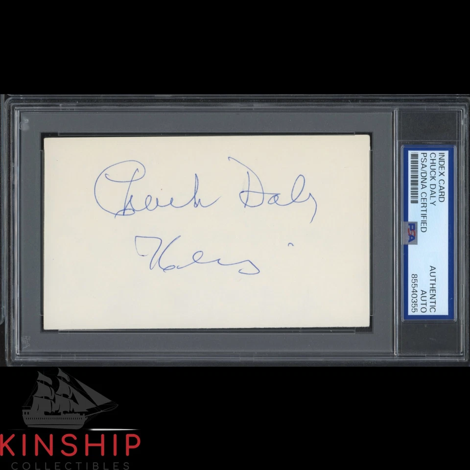 Chuck Daly signed 3x5 Index Card PSA DNA Slab HOF Basketball Auto C5174 - Image 1 of 1