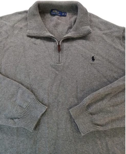 Polo Ralph Lauren Herren 4XB Big Quarter 1/4 Zip Strick Pullover Sweatshirt grau - Bild 1 von 10