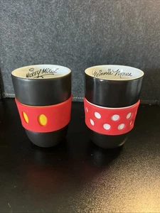 Disney Parks Mickey And Minnie Mouse Mug Set Silhouette Inside Red Grip Tea Set - Picture 1 of 11
