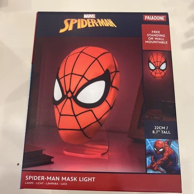 Máscara do Homem-Aranha Lâmpada Luz, Montável na Parede ou Suporte Livre 8,7” Dormitório, Quarto - Imagem 1 de 4
