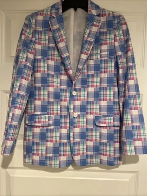 Abrigo Deportivo IZOD Niños - Pastel Cuadros MEZCLA DE LINO/ALGODÓN Azul Talla 16 Chaqueta Informal Foto 1 de 4