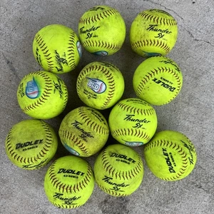 12 Pack DUDLEY Thunder SX Slow Pitch Used Softball Balls 43-92BLD - Picture 1 of 4