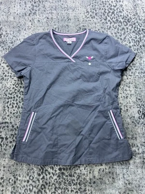 Blusa Médica Koi Kathy Peterson para Mujer S Gris Cuello en V 113HRT Mezcla de Algodón Foto 1 de 4