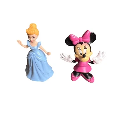 "Juego de 2 figuras de Disney Mininie Mouse de 2,5"" y Cenicienta de 3 pulgadas para adornar pasteles" Foto 1 de 4