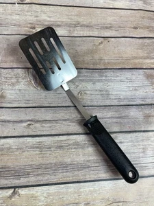 Vintage EKCO Black Handle Metal Slotted Spatula Flipper - Picture 1 of 8