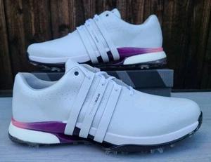Size 14 - Adidas Golf Tour 360 24 Boost Cloud White/Shadow Fig Mens NEW IE3366 - Picture 1 of 8