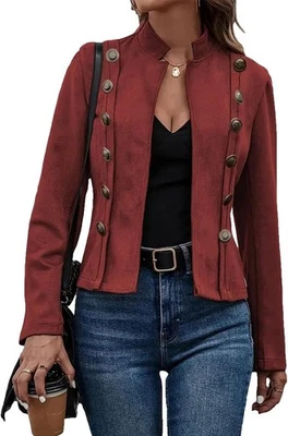 Abrigo Blazer Para Mujer Chaquetas de Gamuza Sintética Negocios Manga Larga Frente Abierto Recortado Foto 1 de 4