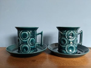 2x Portmeirion Cups & Saucers Jupiter Blue Rare Collectible Vintage Susan Ellis - Picture 1 of 4