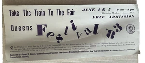 New York Queen’s Festival 1983 cardboard banner sign Take the train to the fair - Picture 1 of 4