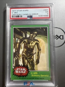 1977 Topps Star Wars C-3PO (Anthony Daniels) Error No. 207 PSA 5 - Picture 1 of 5