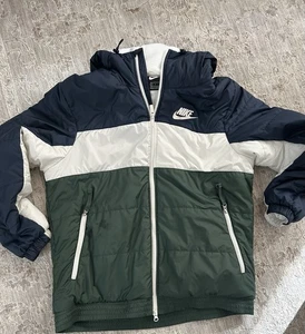 Nike Men’s Striped Jade Green Synthetic Fill Insulated Hooded Winter Ski Jacket - Picture 1 of 9