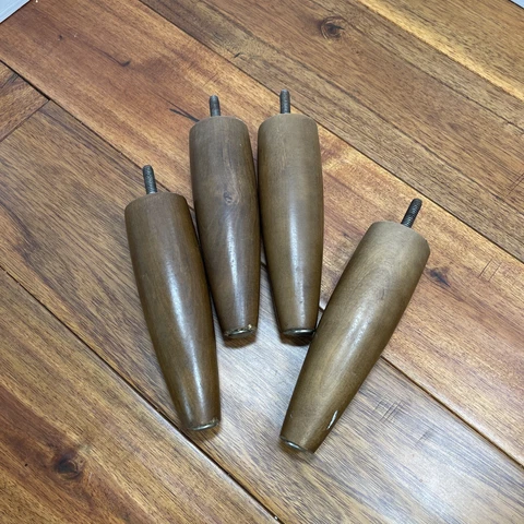 MCM Mid Century Modern Tapered Chair Legs Lot 4 Vintage 6" Tall with Metal Cap Cover