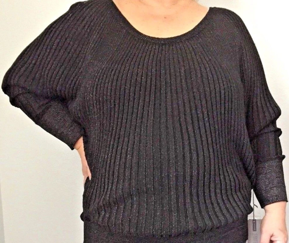 Nuevo Jennifer Lopez Mujeres Talla 0X 3X Negro Tejido Top Blusa Suéter Jersey Precio de venta sugerido por el fabricante $70 Foto 1 de 1