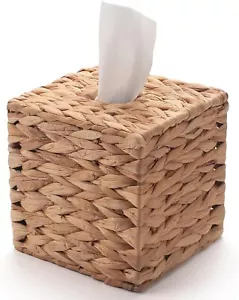 Tissue Box Cover Square, Rattan Tissue Box Holder -Boho Decorative Woven Facial - Picture 1 of 7