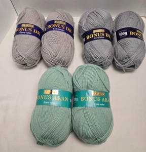 Hayfield Bonus DK and Bonus Aran Yarn. Lot of 6. Acrylic Yarn. 100g Each - Picture 1 of 7