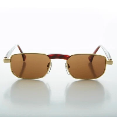Slim Gold Rectangle Vintage Sunglasses - Hank - Image 1 of 3