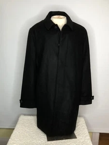 New $249 Land's End Luxe Wool / Cashmere Button Up Overcoat Black Men's Large - Picture 1 of 4