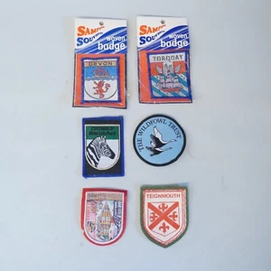 6x Vintage Cloth Patches : Tourist DEVON / Germany / The Wildfowl Trust etc - Picture 1 of 4