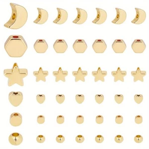 1box 120pcs 6 style Brass Beads golden 3~7x3~7x2~3mm Hole: 1~1.8mm 20pcs/style - Picture 1 of 6
