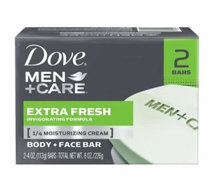 Dove Men + Care Extra Fresh Body Face Bar 2 Bars 4oz Each - Picture 1 of 2