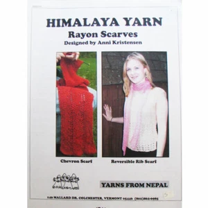 Himalaya Yarn Rayon Scarves by Kristensen Chevron & Reversible Rib Pattern - Picture 1 of 3