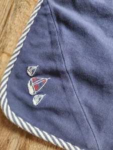 Little Me Sailboat Small Baby Blanket  Blue White Stripe Edge Lovey Security Euc - Picture 1 of 4