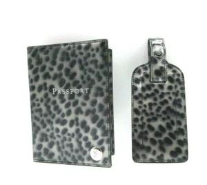Victoria's Secret Passport Cover w Luggage Tag Patent Leather Snow Leopard - Picture 1 of 6