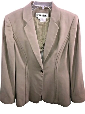 Carlisle Tan Women’s Size 6 Long Sleeve Single Breasted/Button Wool Blazer Coat — 第 1/4 张图片