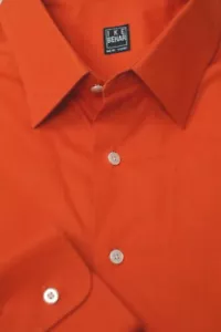 Ike Behar Men's Solid Autumn Solar Orange Cotton Casual Shirt L Large - Picture 1 of 1