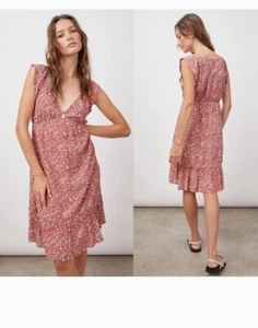 Mini Vestido RAILS MUJER Anika Corte Ojo de Cerradura Volantes M Rojo Ditsy Floral $218 - Imagen 1 de 10