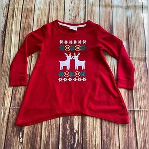 Cat & Jack Toddler Girl’s Long Sleeve Red Holiday Top Reindeer Size XS (4/5) - Picture 1 of 8
