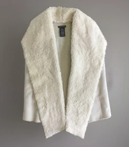 Chelsea & Theodore Vest Womens Size Large Cream Faux Suede Leather and Faux Fur - Picture 1 of 8