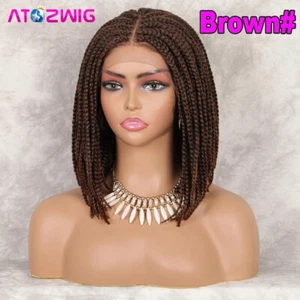 Braided Wigs For Black Women 12inch Braid Wig Synthetic Lace Front Wigs - Picture 1 of 6