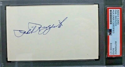 Phil Rizzuto (d.2007) Yankees Scooter Signed 3x5 Card PSA Authentic Autograph  - Image 1 of 4