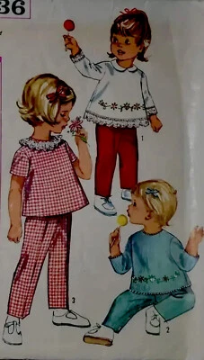 UNCUT 1960’s Simplicity Primer 6236 Girl Child Top Pants & Transfer 3 No Env - Image 1 of 3