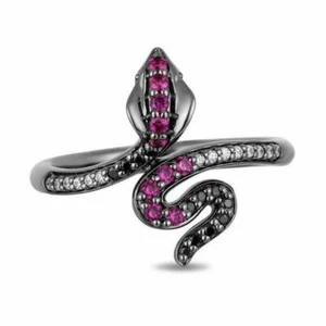 Antiker 925 Silber Ring verzauberter Schurken Snack Malefiz schwarz Lab Created - Bild 1 von 4
