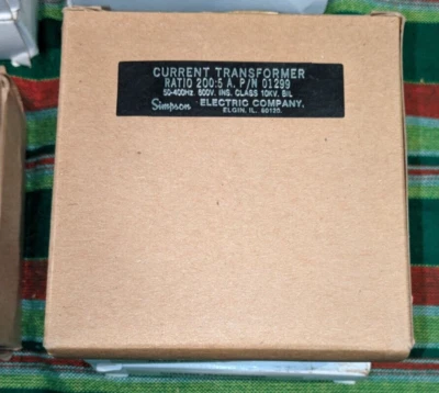 Simpson Electric Current Transformer Ratio 200:5 A P/N 01299 NOS - Image 1 of 2